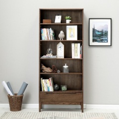 维莎日式全实木书柜橡木胡桃色不带门北欧简约落地书橱展示书架