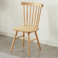 锦巢 实木餐椅家用白蜡木靠背椅简约时尚洽谈椅餐厅北欧椅子牛角椅DS 温莎椅（胡桃色）DS213