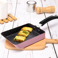 炊大皇不粘锅平底锅18cm方形小煎锅日式玉子烧 不糊煎饼煎饺煎蛋 电磁炉燃气煤气灶明火通用紫罗兰色B49728