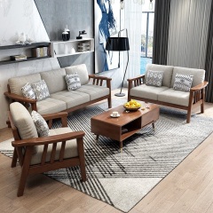 锦巢 沙发 实木沙发 北欧简约三人位沙发客厅家具组合沙发mljz023 原木色 三人位