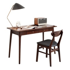 锦巢 实木书桌北欧日式家用学生写字台简约白蜡木办公桌台式电脑桌DS302 原木色 桌子+椅子