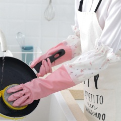 加绒洗碗手套女防水耐用型加厚胶皮橡胶乳胶厨房家用洗衣家务神器