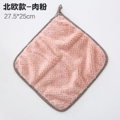 浴室挂式珊瑚绒可爱擦手搽手巾厨房抹布手帕双面加厚卡通吸水毛巾