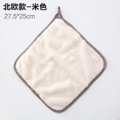 浴室挂式珊瑚绒可爱擦手搽手巾厨房抹布手帕双面加厚卡通吸水毛巾