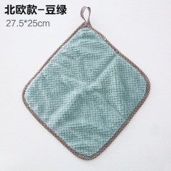 浴室挂式珊瑚绒可爱擦手搽手巾厨房抹布手帕双面加厚卡通吸水毛巾