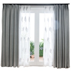冰川灰纯色遮光窗帘 北欧现代客厅阳台卧室飘窗定制窗帘定做