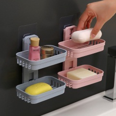 免打孔香皂盒卫生间沥水创意壁挂肥皂架浴室置物架吸盘双层肥皂盒