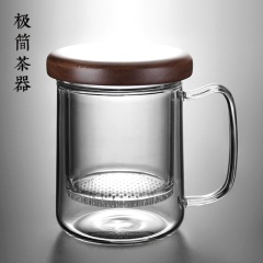 宜龙透明玻璃泡花茶杯创意过滤分离水杯子大容量办公室带把盖家用
