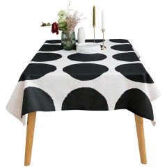 米+软装 现代简约北欧黑白圆点防水桌布盖布原创设计餐桌布艺桌垫