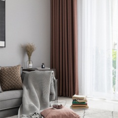 现代简约灰色遮光窗帘棉麻肌理加厚高遮光美式北欧客厅卧室窗帘