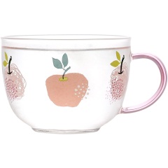 蓝莲花家居可爱粉色苹果玻璃马克杯大容量早餐杯子家用水杯牛奶杯