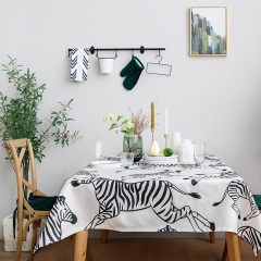 米+软装 简约北欧桌布棉麻长方形餐桌布艺台布盖布茶几布黑白斑马