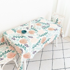 北欧小清新植物叶子棉麻防水餐桌布茶几垫书桌台布长方形桌布