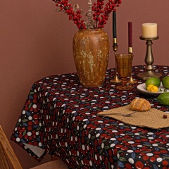 红浆果秋冬新品桌布复古美式乡村棉麻防水桌布餐桌茶几垫盖巾