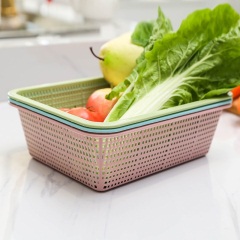 方形镂空洗菜篮塑料篮子厨房用品洗菜盆水果篮漏网篮沥水篮收纳篮