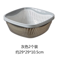 优思居 透明双层洗菜盆镂空沥水篮套装 家用厨房蔬菜水果洗菜篮子