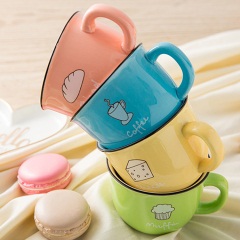 日式陶瓷杯家用可爱水杯情侣创意早餐杯陶瓷杯加厚咖啡杯马克杯子