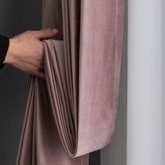 简约现代美式法式淡紫色丁香色丝绒窗帘天鹅绒布客厅卧室飘窗定制