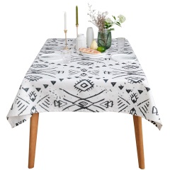 现代简约北欧美式黑白几何棉麻餐桌布防水桌布长方形加厚书桌台布