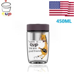 美国CUPMYSTERY单层玻璃杯时尚个性便携随手茶杯家用可爱水杯学生