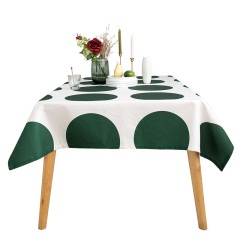 现代简约北欧风网红大波点防水桌布茶几餐桌书桌台布棉麻加厚绿色