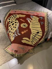 北欧复古粉红豹创意毯挂毯沙发盖布沙发巾搭毯单人沙发套沙发罩