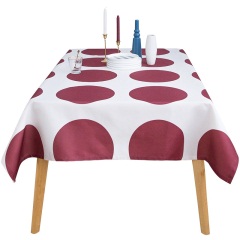 浆果红色大波点艺术抽象轻奢北欧防水防油污桌布棉麻餐桌茶几台布