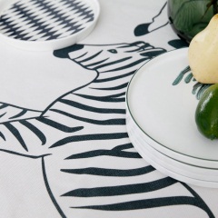 米+软装 简约北欧桌布棉麻长方形餐桌布艺台布盖布茶几布黑白斑马