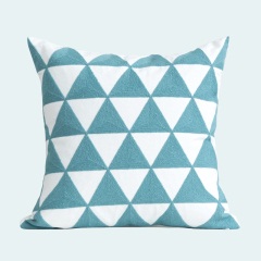 线绣蓝色绿色清新刺绣抱枕靠枕北欧风格简约客厅沙发靠枕床头靠包