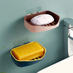 创意肥皂盒吸盘壁挂香皂盒家用免打孔双层肥皂架沥水卫生间置物架