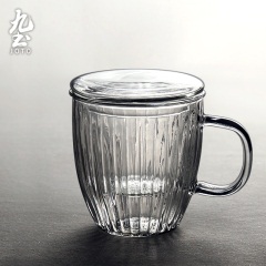 日式玻璃杯花茶杯带把茶水分离过滤泡茶杯女家用水杯透明杯子带盖