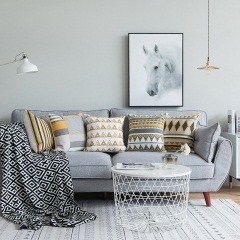 北欧风格灰色黄色沙发抱枕套装现代简约小户型客厅卧室靠枕靠垫