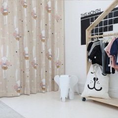 儿童房卡通窗帘成品窗帘北欧风格韩式蓝色粉色小熊火烈鸟卡通图案