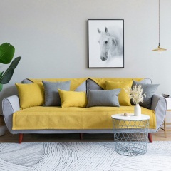 北欧纯色黄色灰色防滑沙发垫四季通用简约现代沙发罩巾防滑定制