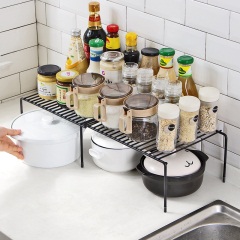 可伸缩铁艺厨房置物架橱柜碗碟架 厨具沥水收纳架家用调味品架子