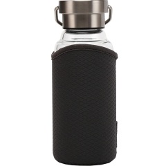 乐扣乐扣 便携式耐热玻璃水杯隔热杯套情侣男女 450ml LLG664