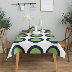 现代简约北欧风格抽象圆圈防水桌布布艺蓝色绿色茶几垫书桌桌布