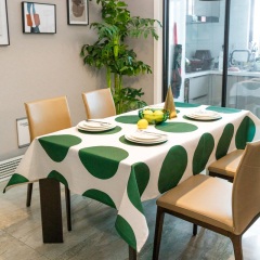 现代简约北欧风网红大波点防水桌布茶几餐桌书桌台布棉麻加厚绿色