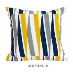 北欧风格几何简约黄色抱枕客厅沙发靠垫家居样板房软装靠枕棉线绣