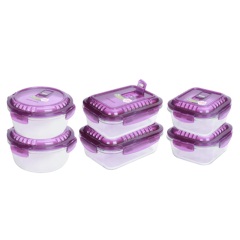 乐扣乐扣 透气孔玻璃保鲜盒6件套装 微波炉紫色棕色 LLG445S924/5