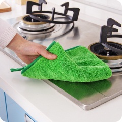 纯色可挂式双层加大加厚珊瑚绒抹布 吸水不掉毛厨房擦手巾洗碗布