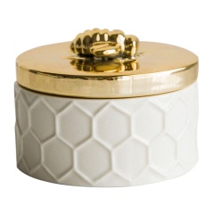 赫本家软装北欧现代美式金色小蜜蜂陶瓷收纳盒/首饰盒/糖果盒摆件