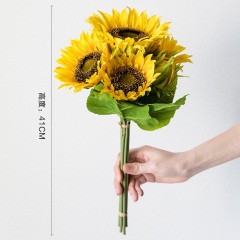 美式假花装饰向日葵单支仿真花客厅摆设餐桌小摆件花束绢花套装