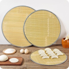 竹制圆形饺子帘家用餐桌垫餐垫放水饺的垫子加厚不粘盖帘饺子托盘