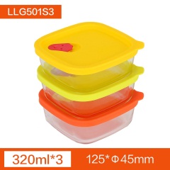 乐扣乐扣耐热玻璃碗套装带盖辅食盒烘焙家用餐具微波炉 LLG741S3