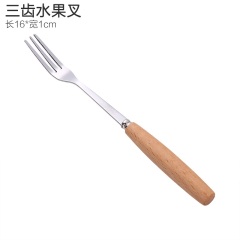 创意木质手柄不锈钢刀叉水果叉西餐牛排刀叉勺餐具木柄汤勺筷子