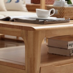 锦巢 实木茶几小户型北欧原木咖啡桌简约现代客厅茶桌MZDR-2228 原木色