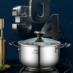 爱仕达 汤锅 不锈钢锅 304不锈钢复底汤锅电磁炉明火通用 20CM TS20B3WG