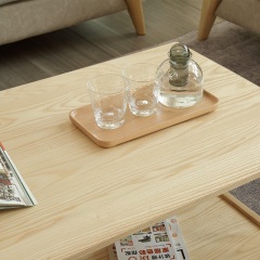 锦巢 实木茶几日式白蜡木小户型胡桃色咖啡桌简约现代客厅茶桌DS502 原木色