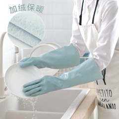 6A防水洗碗手套耐用型加绒护手胶皮手套家用厨房洗衣清洁家务手套